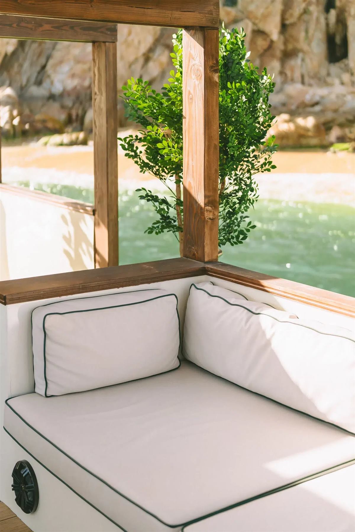 Deck seating on the Alora catamaran in Cabo San Lucas