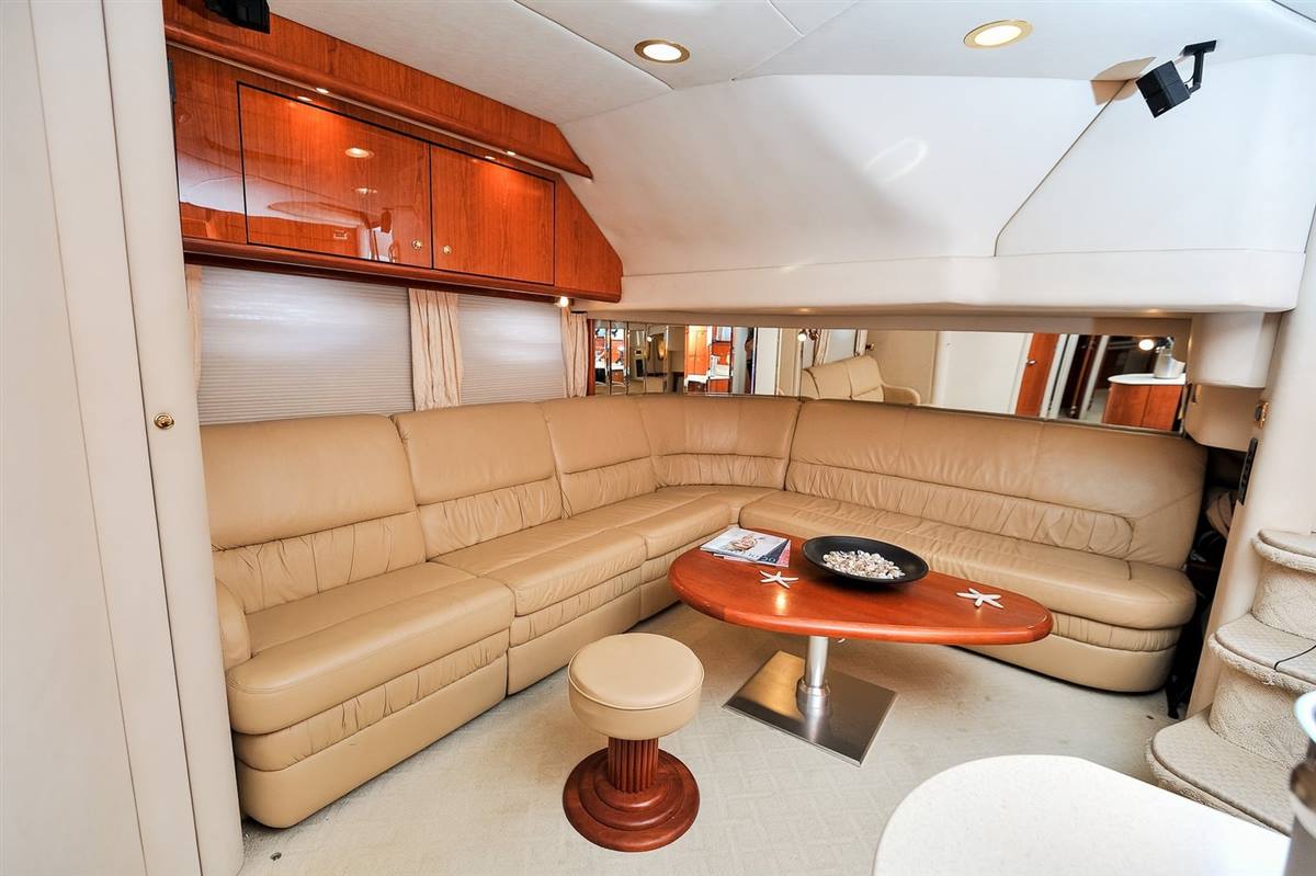 Interior salon of the 60 ft Sea Ray in Cabo San Lucas